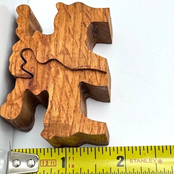 Walnut Wood Reindeer Puzzle 2-Piece Freestanding Toy Handcrafted Figurine - Picture 4 of 7